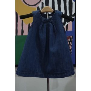 Toddler H&M Baby Girl's Jean Bow Dress Sleeveless A-Line Mini 9-12 Mo.